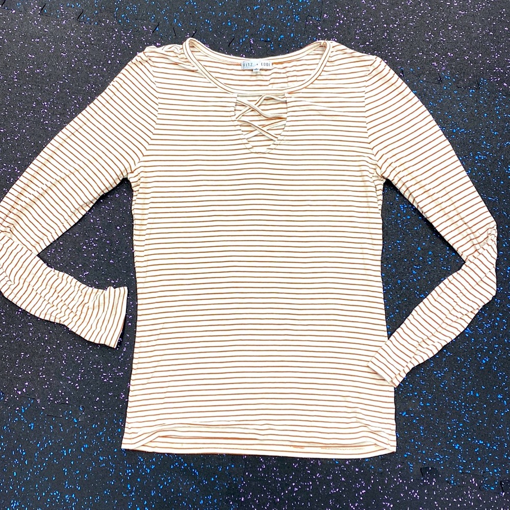 Fitz + Eddi creamy brown long sleeve shirt size S